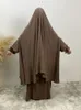 Ethnic Clothing Dresses Islamic Abaya Muslim Dubai Veiled Women Clothes Turkish Solid Color Niqab Eid Suit Robe Khimar High Quality Rama