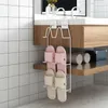 Bathroom Slippers Rack Self Adhesive Punch-free Wall-mounted Holder Space-saving Toilet Wall Door Home Shoe Storage Shelf