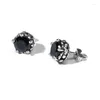 Boucles d'oreilles étalon hommes boucles d'oreille en acier inoxydable 9 mm noir rond CZ pour bijoux en blanc