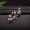 Haarclips in etnische stijl Chinese haaraccessoires Purple Peach Blossom Haarspeld Zijpen Vintage bloemenbruiletten Haar sieraden