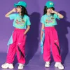 Kids Teenage Hip Hop Vêtements Tshirt Tshirt Tops Streetwear Pink Cargo Pant pour les filles Portez des costumes de danse de jazz Rave Vêtements