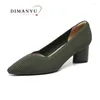 Dress Shoes DIMANYU High Heels Women Block Heel 2024 Pointed Toe V Straight Solid Color Knit Large Size