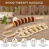 2 pc's houten therapie massagetools, draagbare handmatige houten massage houten rugmassage roller touw, houten massagerakroller