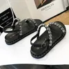 Rhinestone Band Platform Sandaler Kvinnor Tjock botten Flat Summer Gladiator Sandalias Mujer Crystal Beads Sandalias Femininas 240329