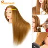 Femelle Mannequin Training Doll Head avec 80% de cheveux réels pour les coiffures coiffures Cosmétologie Poupées avec stand trépied 240403