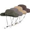 Berets Summer Anti-UV Bucket Hats For Men's Fisherman Wide Brim Sun Hat Fishing Breathable Mesh Quick-drying Fabric Travel Beach