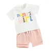 Kleidungssets Baby Girl Summer Outfit Brief Druck kurzarm T-Shirt Tops Shorts Set 2pcs Casual Clothes