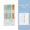 6pcs / set Double Head Candy Color Dots Set Lightlighter Set Fine Art Painting Note Marks Fluorescent Pen Set