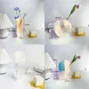 Couleur arc-en-ciel en acrylique vases en plastique transparent transparent de forme géométrique Récipient de fleurs de salon multicolore décor de bureau