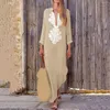 Robes décontractées en lin en coton robe longue pour les femmes 2024 Summer Sexy Sleeve Slim Fit Loose Shirt plage Vêtements féminins Vestido