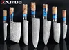 Xituo Citchernivesset Damascus Steel VG10 Chef Knife Cleaver Paring Bread Knife Blue ResinとColor Wood Handle Cooking Tool3107209
