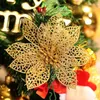 Dekoratif çiçekler içi boş altın toz çiçek simülasyonu Noel ağacı kolye şenlikli çelenk aksesuarları