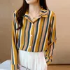 Kadın bluzları Faniece Camisas Vintage Baskı Düğmesi Up Gömlek Bayanlar Tops 2024 Gündelik Sokak Giyim Uzun Kollu Plaj Büyük Boy Kadınlar