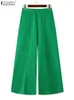 ZANZEA Women Wide Leg Pant Capris Summer Casual Loose Pants Elegant OL Solid Trouser Oversized High Waist Pantalon Palazzo 240411