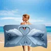 Fantezi romantik kuğu plajı havlu büyük banyo havlu seyahat kalp kuğu aşk çiçek plaj havlu yüz havlu hızlı kuru kız hediye