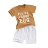 Vêtements Enfant Baby Boy Boy Tenue de Pâques Toddler Toddler Summer Summer Lettres à manches courtes T-shirt Impression avec short 2 Piece