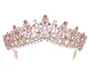 Corona di tiara da sposa cristallina rosa rosa rosa barocca con pagant ballo di prestone velo a fascia per matrici accessori per capelli y3427955