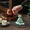 Kreative Keramik Tea Haustier Ornamente Zen Frog Statue Figur Decoration Home Desktop Decore Handwerk Set Accessoires 240411
