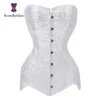 Beyaz Gelin Korset Aşırı Korse Seksi Tam Vücut Şakacı Xs - 6xl Spiral Çelik kemikli Uzun Gövde Shapewear CorSet 942 Y11190234119190