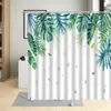 Rideaux de douche rideau de feuille verte tropicale Parrot Plant Plante Décor de salle de bain Spring Decor Summer Palm Feuilles étanches avec crochet