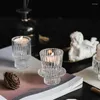 Candle Holders European-style Simple Vertical Strip Transparent Glass Double-headed Candlestick Bar Romantic Restaurant Desktop Cafe