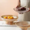 Пластины Творческий прозрачный стеклянный фруктовый лоток гостиная домашнее кофейное столик хрустальный круглый полосатый хранение