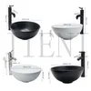 JIENI Black & White Ceramic Washbasin Vessel Lavatory Basin Bathroom Sink Bath Combine Deck Mounted Brass Faucet Mixers & Taps