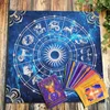 Galaxy Space Zodiac Wheel Tarot Tablecloth Velvet Altar Cloth 12 Constellations Oracle Card Pad Mandala Astrology Tapestry Blue