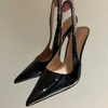 Donne appuntite sexy Designer di tacchi ad alto livello decorazioni in metallo slingback donne scivolano su abiti da festa sandali di moda sandali mujer