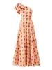 Casual Dresses Oblique Shoulder Sexy Elegant Long Dress Summer Fashion Bowknot Pink Printed High Waist Slim Vacation Women's