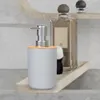 Accessori per il bagno - Porta di spazzolino da denti di bambù, piano in legno, bagno con doccia spaziale, appartamento dell'hotel - nero