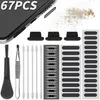 67PCS Universal Plug Plug Plugue Mobile Speaker Anti -Dust Mesh Mesh para iPhone Samsung Mi Charge Porta Protector Conjunto de limpeza