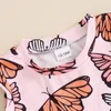 Zestawy odzieży Little Girl Summer Różowa kamizelka bez rękawów 2PCS Zestaw motyla Print Druku