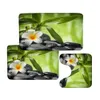 Mat de bain zen Set Green Bamboo Purple Orchid Flowers Plant Black Stone Spa Spa Bathroom Decor Carpet Floor Tapes