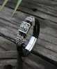 Charm armband viking slavisk kohud armband män svart flätad läder manschett rostfritt stål magnetiskt lås 100 äkta armband12251672