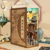DIY Wooden Book Nook Shelt Wstaw Zestawy miniaturowe chińskie starożytne widok dynastia bookends