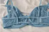 Sexy Ultra Thin Lingerie Briefs Blue Lace seios grandes mostram lingerie de sutiã pequena com feminina de calcinha