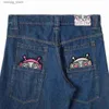 Męskie dżinsy y2k grunge niebieskie workowate dżinsowe spodnie harajuku vintage niebieskie jeansy mężczyzny Kobiety Owwony Hip Hop Streetwear szerokie spodnie L49