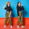 Solid Color Girls 'Jazz Dance Performance Ubrania Hiphop Hiphop Exposed Suit Dziecięce ubrania taneczne dla dzieci