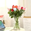 Flores decorativas 1pc Artificial Rose Flower Single Silk Home Decor de casamento Falsa Touch real DIY para vaso de mesa de festa
