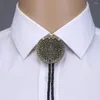 Bow Ties Bolo Tie With Pewter Aztec Calendar Circle Design Cowboy Two Colors (Silver)