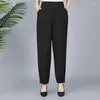 Pantalon féminin Primavera Estate Pantaloni Larghi Vintage Stampati Pendolari Elastici Alta Abbigliamento Femminile Tasche Moda Z59