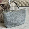 Stroweve tote TOESE BOUWEN TAG FASHIER BRIEVEN GOUD LEDERHAND MAGNETISCHE KNOP VROUWEN Handtassen Purse in Zipper Pocket Grote capaciteit zakken