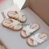Slipper Girls Slippers 2024 Summer New Little Girl Pearl Princess Shoes Big Boy Korean Edition One Word Casual H240411