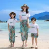 Summer Beach Family Matching Outfits Mother Daughter Dad T-shirt & Short Pants Holiday Seaside Couple Lovers Matching Outfit