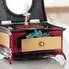 3 Farben Musiktbox Hand kurbelte Geburtstagsbox Schmuckstorage Klassische rotierende Ballerina Music Box mit Spiegel für Mädchen