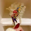 Yeni Kristal Ateş Phoenix Kuş Broşlar Kadınlar Erkekler 5 renkli Emaye Uçan Güzellik Kuş Partisi Ofis Broş Pin Hediyeler