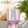 CVNC 7-calowa alchemia Clear Quartz Crystal Singing Bowl Purple z kosmicznym światłem do uzdrawiania dźwięku za pomocą darmowego młotka i o-ring