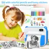 DIY Tryckning Childrens Camera med Thermal Paper Digital Po Camera Selfie Kids Instant Print Camera Boys Birthday Present 240327