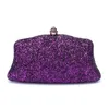 Women Purple/Red/Pink Stones Evening Clutch Bag Diamond Sequin Wedding Clutch Purse and Handbag Party Banquet Chain Shoulder Bag